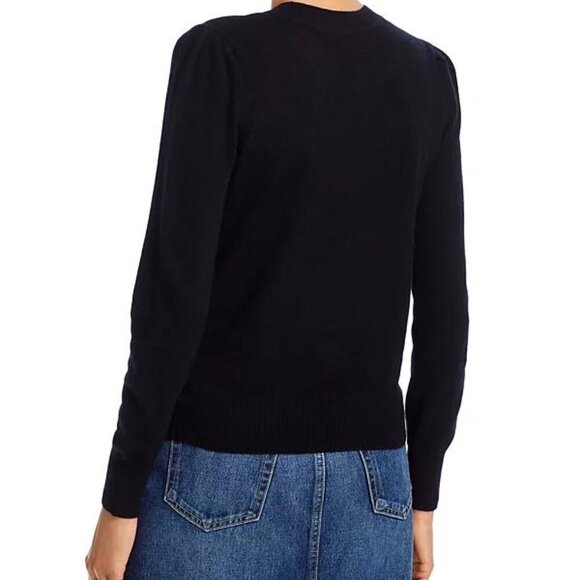 Aqua Cashmere Black Puff Sleeve Crewneck Sweater Size S NWT - Picture 6 of 6